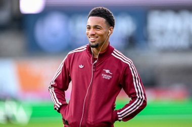 Arsenal 'den Ethan Nwaneri, 24 Eylül 2025' te Vale Park, Burslem, Birleşik Krallık 'ta oynanan 3. Carabao Kupası karşılaşması öncesinde Port Vale Arsenal' e karşı.