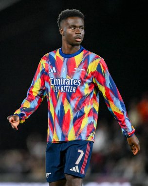 Arsenal 'den Bukayo Saka Carabao Kupası 3. Raundda Vale Park, Burslem, Birleşik Krallık' ta Port Vale-Arsenal maçında, 24 Eylül 2025