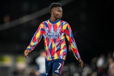 Arsenal 'den Bukayo Saka Carabao Kupası 3. Raundda Vale Park, Burslem, Birleşik Krallık' ta Port Vale-Arsenal maçında, 24 Eylül 2025