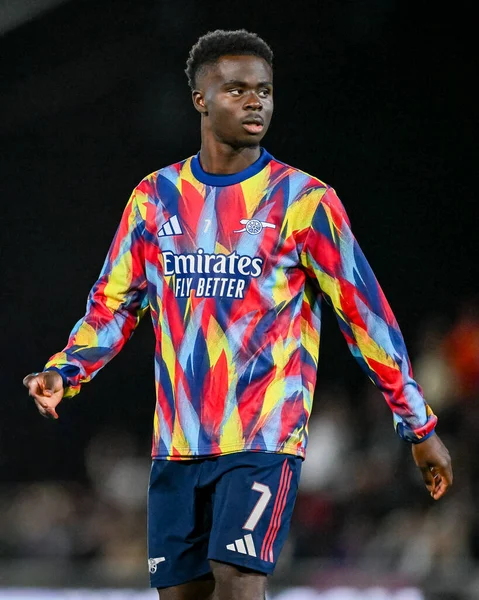 Arsenal 'den Bukayo Saka Carabao Kupası 3. Raundda Vale Park, Burslem, Birleşik Krallık' ta Port Vale-Arsenal maçında, 24 Eylül 2025