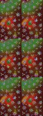 Kahverengi ve yeşil renklerde çiçeklerle çizilmiş çiçek deseni. Çiçekler suluboya tarzında kahverengi ve yeşil renklerde.