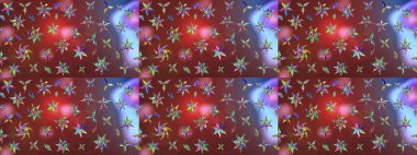 Şirin çiçek elementleri. Kahverengi ve kırmızı renkte çiçekler. Raster illüstrasyonu. Çizim.