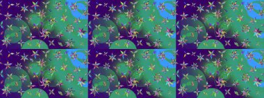 Raster şirin suluboya çiçek desenleri çiziyor. Büyük bir çiçek boyası seti. Kartlar, davetiyeler, tarih kartları ve daha fazlası için kullanılabilir.