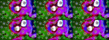 Çiçekli karalama şeklinde Raster çiçek deseni. Nazik, sevimli çiçek arkaplanı. Yeşil ve mor renkte çiçekler.