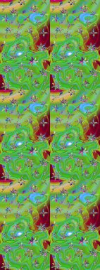 Raster suluboya çiçek deseni, narin çiçekler, yeşil ve mavi çiçekler, tebrik kartı şablonu. Raster Güzel kumaş deseni.