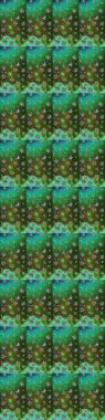 Çiçekli ipek eşarp. El çizimi çiçek unsurları olan soyut çizim raster deseni. 1950-1960 motifleri. Retro tekstil tasarım koleksiyonu. Yeşil ve mavi, yeşil ve mavi.