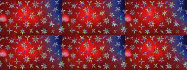 Renkli çizim kalıbı. Çiçek arkaplan. Çiçek duvar kâğıdı. Raster illüstrasyonu. Kırmızı ve mavi renkli şirin tekstil.