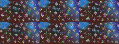 Parlak çiçekli halı deseni kahverengi ve mavi renklerde..