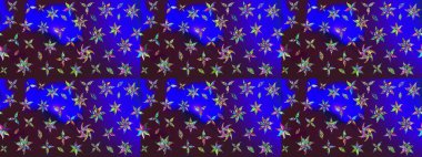 Küçük çiçekli basit bir çiçek çizimi. Mavi ve kahverengi renkli şirin çiçekler. Moda baskısı, albüm, ambalaj kağıdı ve duvar kağıdı için zarif dekoratif süslemeler. Raster illüstrasyonu.