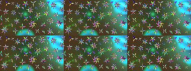 Nakış desenli çiçek deseni. Renkli grunge, koyu yeşil ve kahverengi çiçeklerle soyut bir arka plan oluşturur. İzler, kumaş, duvar kağıtları, tekstil için raster dokusu.