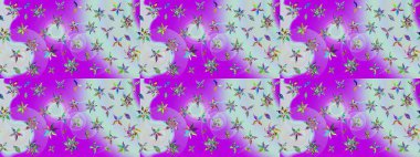 Çiçek ve yapraklı karalama şeklinde Raster çiçek deseni. Tarafsız ve mor renklerde bahar çiçekleri. Raster illüstrasyonu.