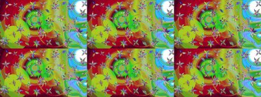 Gömlek baskısı için çiçek boyası. Çiçek desenli eskiz. Yeşil ve kırmızı renkte çiçekler.