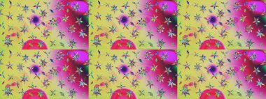 Raster düz çiçek çizim deseni. Hediye ambalaj kağıdı, tebrik kartları, posterler ve pankart tasarımı. Tarafsız ve pembe renkte çiçekler.