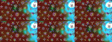 Çiçek desenli eskiz, darbeler, sıçramalar, yaz çiçekleri. Kahverengi ve kırmızı renkte çiçekler. Raster illüstrasyonu.