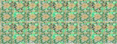 Raster oryantal süs. Yeşil renkler ve altın elementler üzerine çizim. Altın deseni çiz.