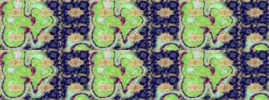 Raster illüstrasyonu. Altın elementli yeşil renkler. Doğu tarzı arabesk. Çizim altın desenli bukleler. Raster altın desen.