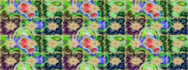 Eskiz desenli oryantal süs. İslam tasarımı. Çiçek kiremitleri. Raster altın tekstil baskısı. Altın elementlerle yeşil renklerde altın desen.