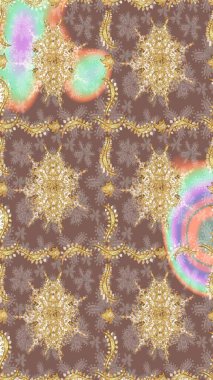 Kahverengi ve altın desenli. Tekrarlayan ögelerle soyut arkaplan çiz. Zarif raster klasik desen.