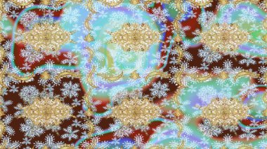 Raster geometrik arka plan. Tarafsız renklerde altın çiçekli eskiz deseni. Altın renkli çizim çizimi. Senin tasarımın için, duvar kağıdı..