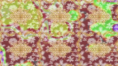 Barok tarzında eskiz oryantal süsü. Altın elementlerle nötr renklerde altın desen. Raster oryantal süs. Geleneksel klasik altın desen.