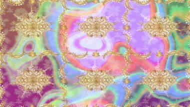 Çiçek desenli altın metal. Raster altın çiçek süsü brokar kumaş ve cam desenli. Altın şablonu çiz. Altın elementli nötr renkler.