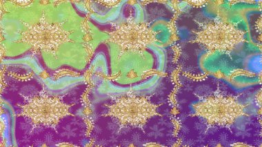 Raster Golden eskiz kalıbı. Altın elementlerle nötr renklerde altın desen. Arkaplan, kumaş, altın duvar kağıdı. Düz elle çizilmiş vintage koleksiyonu.