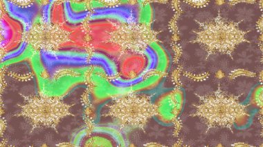 Raster geometrik arka plan. Kahverengi renklerde altın çiçekli eskiz deseni. Senin tasarımın için, duvar kağıdı. Altın renkli çizim çizimi.