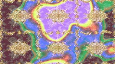 Klasik Raster altın desenini çiz. Geleneksel oryantasyon süsü. Altın elementlerle nötr renklerde altın desen. Klasik vintage arkaplan.