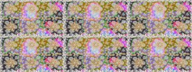 Gri renklerde, altın elementlerle kusursuz desen. Geleneksel oryantasyon süsü. Kusursuz klasik raster altın desenli. Klasik klasik klasik arka plan. Raster illüstrasyonu.