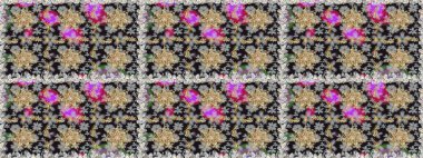 Dekoratif simetri arabesk. Doğum günü kartı, davetiye ya da afiş için iyidir. Kusursuz ortaçağ çiçek deseni. Raster illüstrasyonu. Gri renklerde altın.