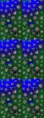 Çiçekli karalama şeklinde Raster çiçek deseni. Nazik, narin çiçek arkaplanı. Yeşil ve mavi renkte çiçekler.