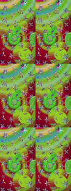 Üzerinde gelincikler ve vadi zambakları olan renkli çiçek desenli nakış deseni. Tekstil tasarımı için yeşil ve kırmızı renkli geleneksel halk çiçekleri buketi.