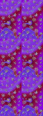 Mor ve mor renkte güzel çiçekli eskiz deseni, suluboya çiçek deseni, duvar kağıdı, kart veya kumaş için fayanslı. Raster..