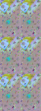 Rengarenk çiçekleri ve yaprakları tarafsız ve gri renklerde olan harika bir çiçek deseni. Moda baskıları için zarif bir şablon. Modern çiçek arkaplanı. Halk stili.