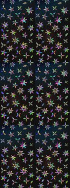 Raster illüstrasyonundaki çiçek desenli çizim. Suluboya tarzında gri ve mavi renkte çiçekler.