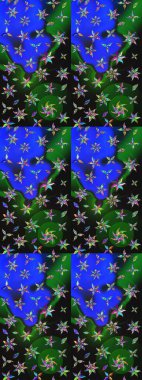 Raster illüstrasyonundaki çiçek desenli çizim. Suluboya tarzında mavi ve gri renkte çiçekler.