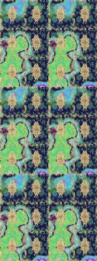 Tekrarlayan elementlerle soyut arkaplan oluşturun. Raster illüstrasyonu. Altın elementli yeşil renklerde altın eskiz deseni. Sketch damask klasik altın desen.