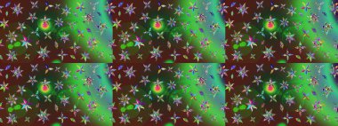 Renkli Bahar Teması eskiz kalıbı. Yeşil ve kahverengi renkli çiçekler. Raster illüstrasyonundaki çiçek desenli çizim. Düz Çiçek Elementleri Tasarımı.