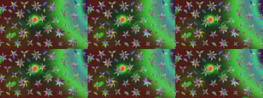 Raster hisseleri. Yeşil ve kahverengi çiçekler. Eskiz arkaplan modeli. Suluboya, elle çizilmiş.