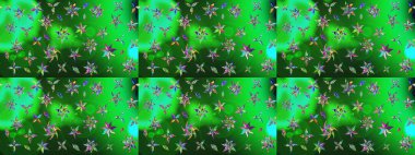 Gömlek, arka plan modelini çiz. Yeşil ve mavi renkte çiçekler. Tropik çiçekler.