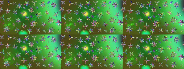 Robot resim. Yeşil ve mavi renkte çiçekler. Raster illüstrasyonu. Şirin çiçek elementleri..