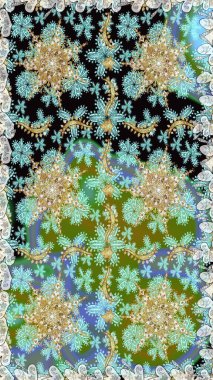 Tarafsız ve altın elementli mavi renklerde altın desen. Raster oryantal süs. Kusursuz altın desen.