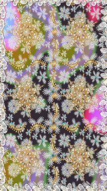 Düz elle çizilmiş klasik koleksiyon. Gri ve nötr renklerde altın desenler ve altın elementler. Raster altın pürüzsüz desen. Arkaplan, kumaş, altın duvar kağıdı.