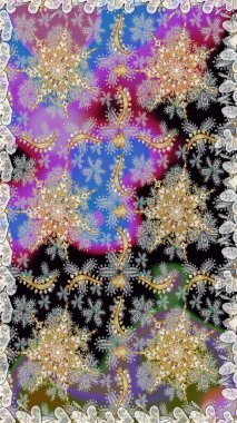 Kusursuz oryantal klasik altın desen. Gri ve nötr renklerde altın tekrarlayan elementler içeren Raster soyut arkaplanı.