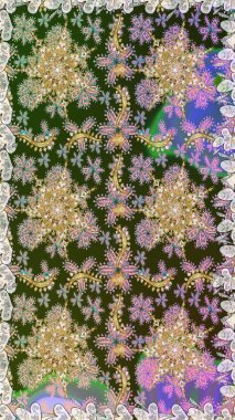 Çiçek desenli altın metal. Raster altın çiçek süsü brokar kumaş ve cam desenli. Tarafsız ve altın elementli yeşil renkler. Kusursuz altın desen.