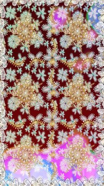 Davetiyeler, kartlar, web sayfası için Raster illüstrasyon. Doğu tarzı element. Tarafsız ve kahverengi renklerde altın element. Altın desenli çiçek dekoru. Çizgi sanatı tasarım şablonu için sınırsız sınır.