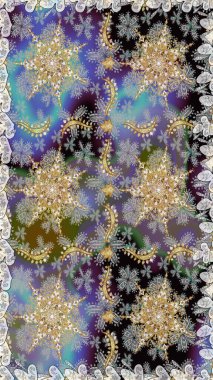 Gri ve nötr renklerde altın element. Barok tarzında altın çiçekli süs. Antika altın tekrarlanabilir duvar kağıdı. Damask pürüzsüz tekrarlama deseni.