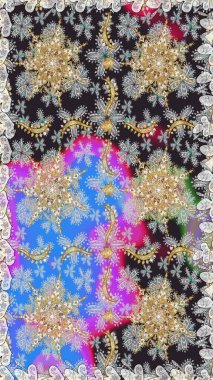 Kusursuz oryantal klasik altın desen. Gri ve nötr renklerde altın tekrarlayan elementler içeren Raster soyut arkaplanı.