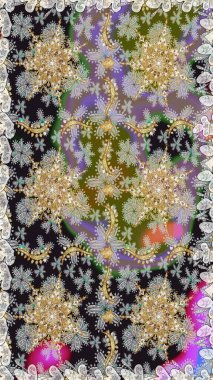 Geleneksel oryantasyon süsü. Kusursuz klasik raster grisi, nötr ve altın desenli. Klasik vintage arkaplan.