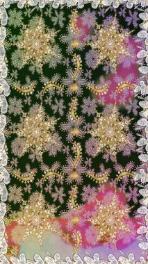 Gri ve nötr renklerde altın desenli altın elementler. Kusursuz damaske klasik altın desen. Tekrarlayan elementlerle soyut arkaplan oluşturun. Raster illüstrasyonu.